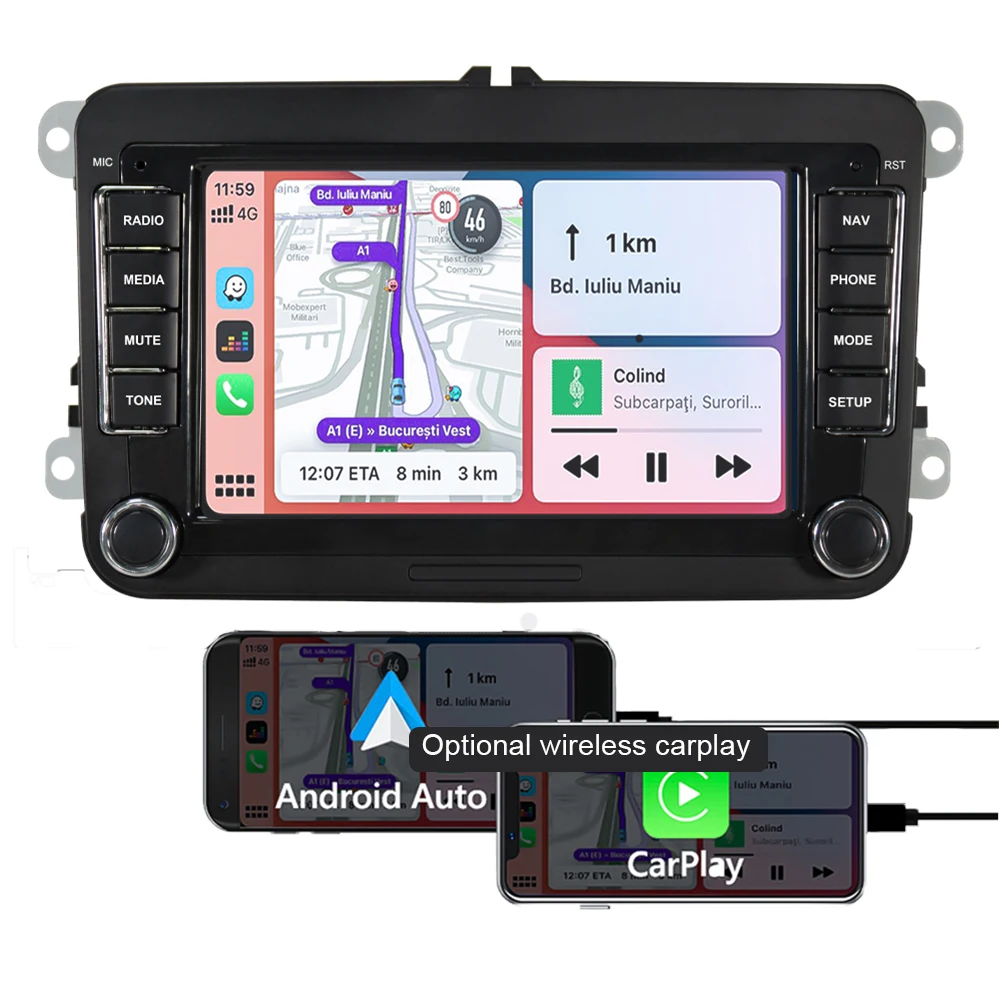 Double Din Navigation Digital TouchScreen Radio in Dash Audio Head Unit 7 Inch GPS Android Car Stereo Player for VW