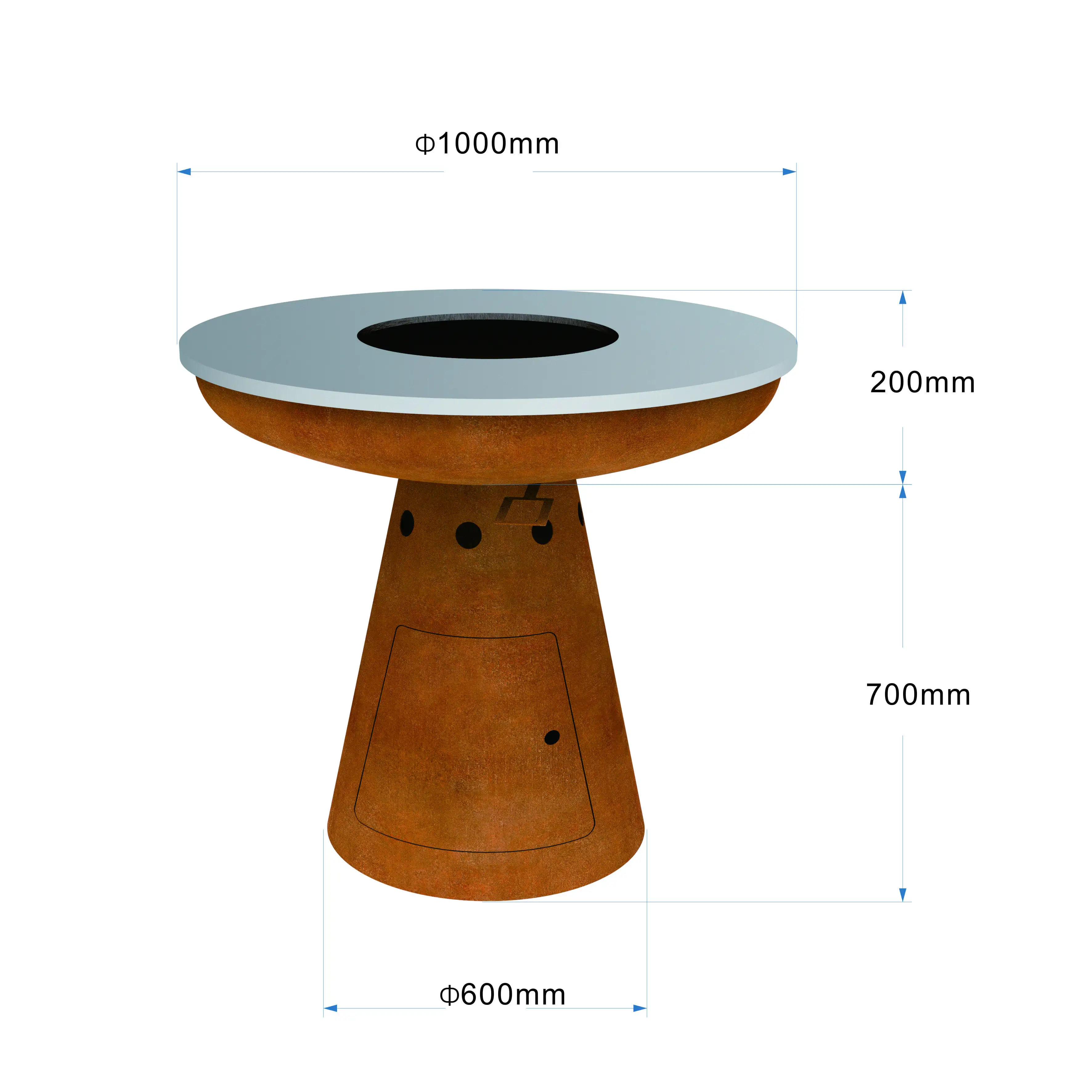 Outdoor Corten Steel Fire Pit Barbecue Kitchen Cooking Fire Pit With