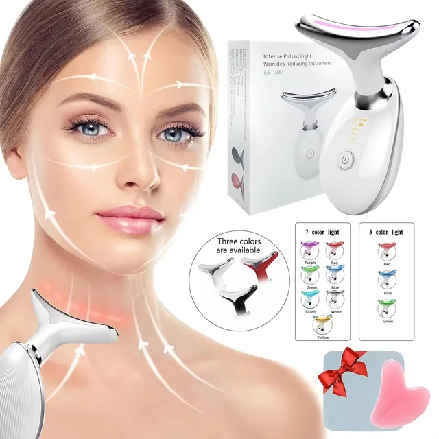 7 led colorsElectric Facial Beauty Massager Portable  for Face and Neck Lifting Tightening Skin Wrinkle Removal Tightening
