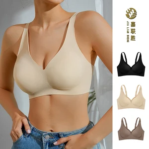 Seamless Plus Size Jelly Gel Support Push-up Solid Pattern Steel Rings Cup Logo Ropa Interior Mujer Sports Bra for Women
