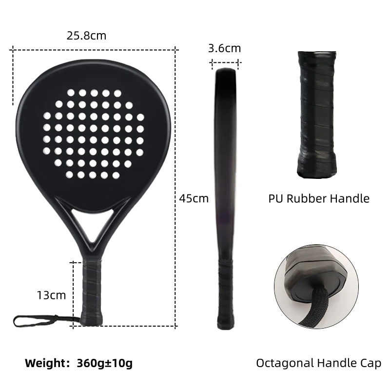 Professional Custom Brand LOGO 3k12k18k Carbon Paddle Racket Carbon Fiber Beach Padel Tennis Rackets Paddle for Training factory