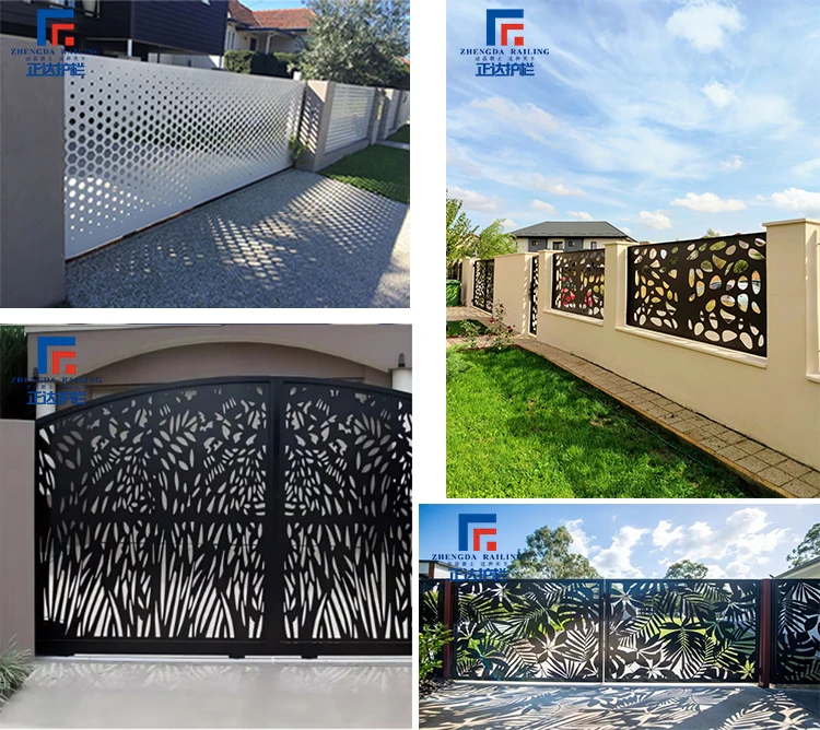 product decorative low carbon steel laser cut modern corrosion resistant eco friendly fence panels system gate aluminum boundary wall-13