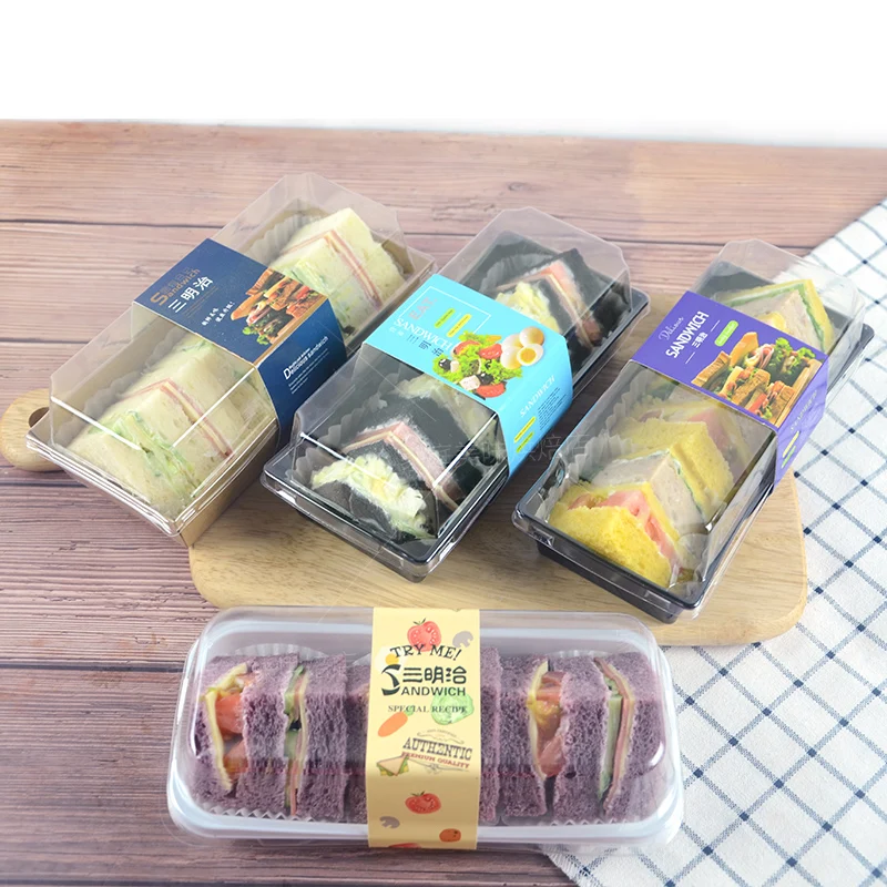 Индивидуальная печать логотипа пищевой крафт-бумаги хлебобулочные упаковочные коробки коробка для шоколада печенья коробка для выноса с прозрачной пластиковой крышкой