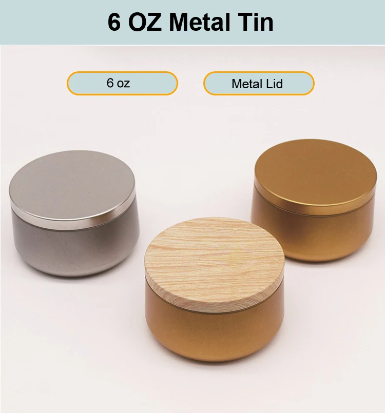 Aluminum 6 Oz Round Reusable Mini Storage Candle Metal Tin,Candle