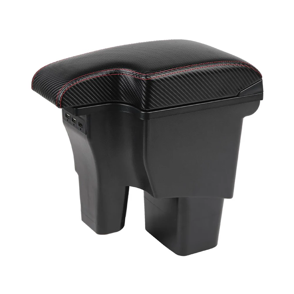TIYPEOR USB Car Center Console Armrest Box Front Position Auto Part with Cup Holder Leather Interior Storage Armrests