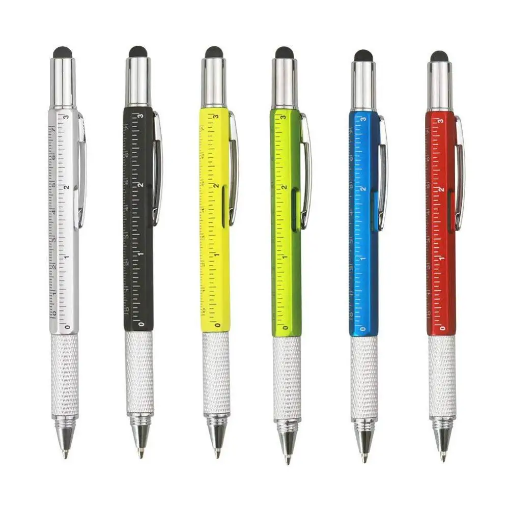 Multifunction 6in1 Touch Screen Stylus Ballpoint Pen With Ruler Screwdriver Tool 