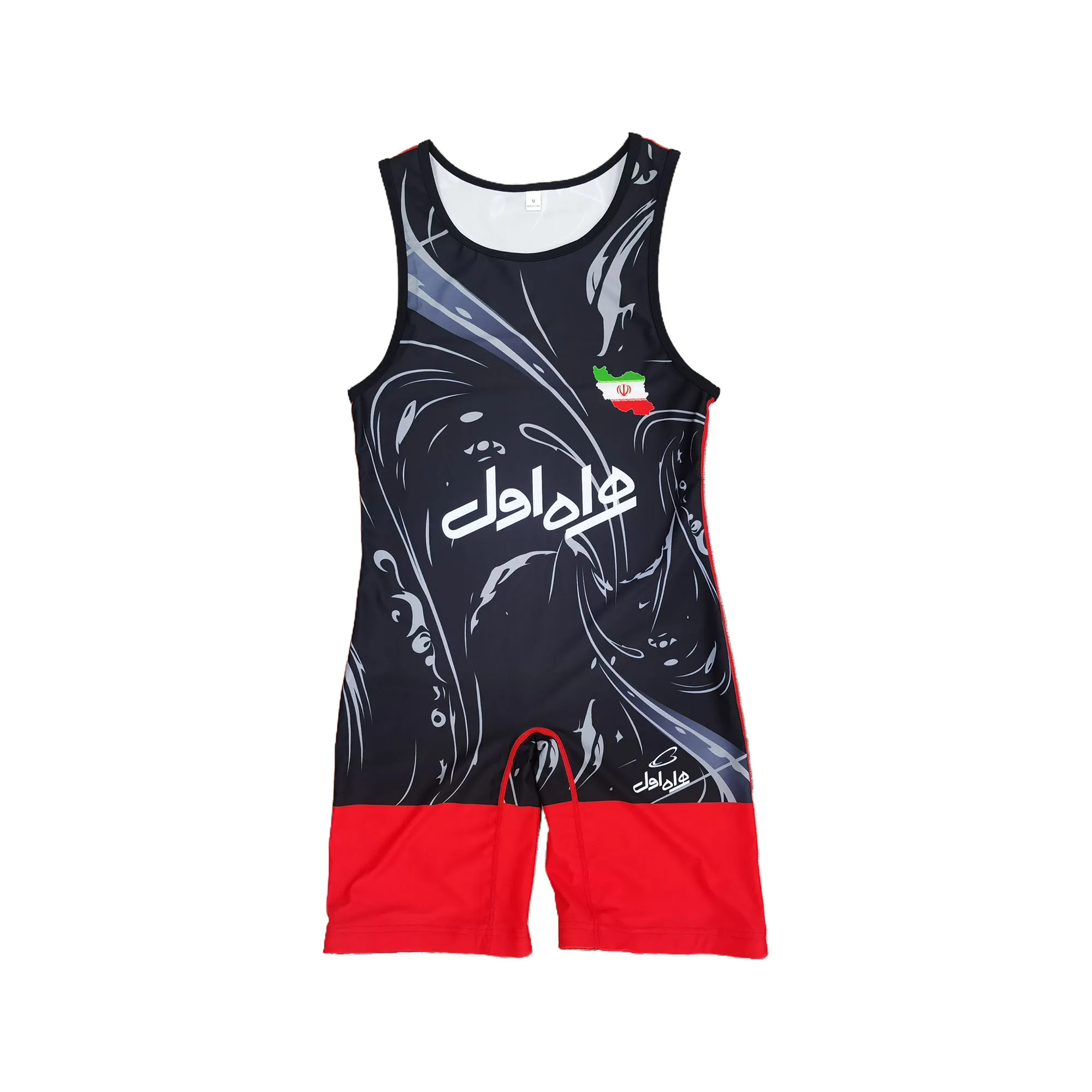 2024 Custom Men's Wrestling Singlet - Iran International Red Combo