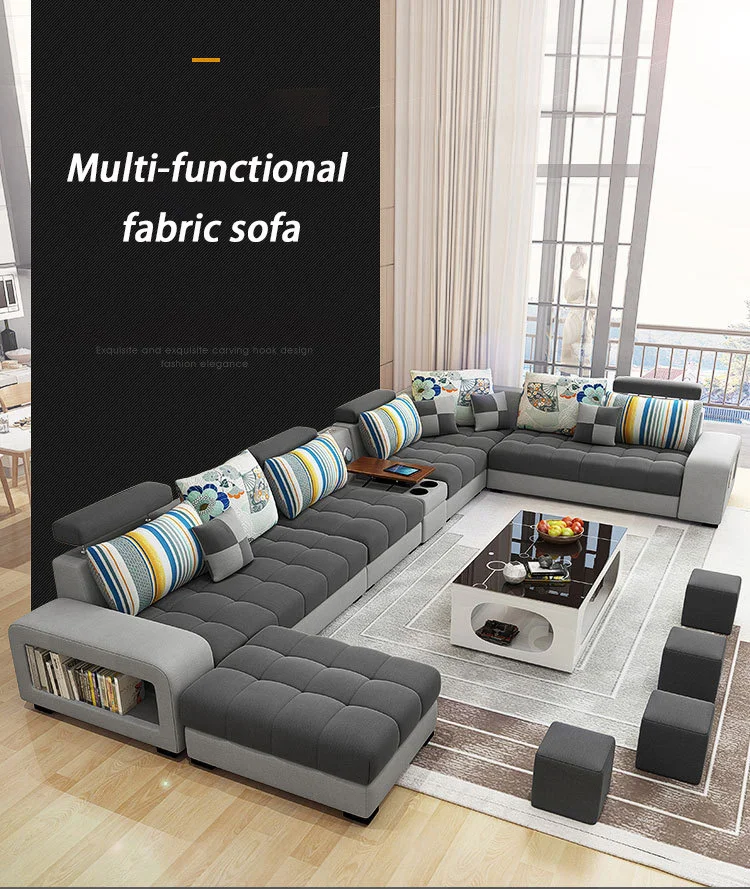 Nordic Large Fabric Sofa Set Living Room Simple Modern Light Luxury