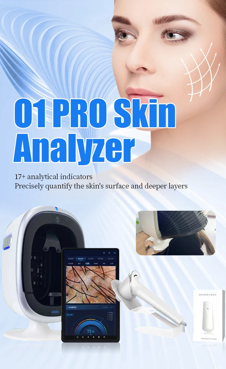 2026 Portable O1-PRO AI-Powered Skin Analyzer Touch Screen 30MP Camera Facial Scalp Hair Detection Multi-Language JP/US Home