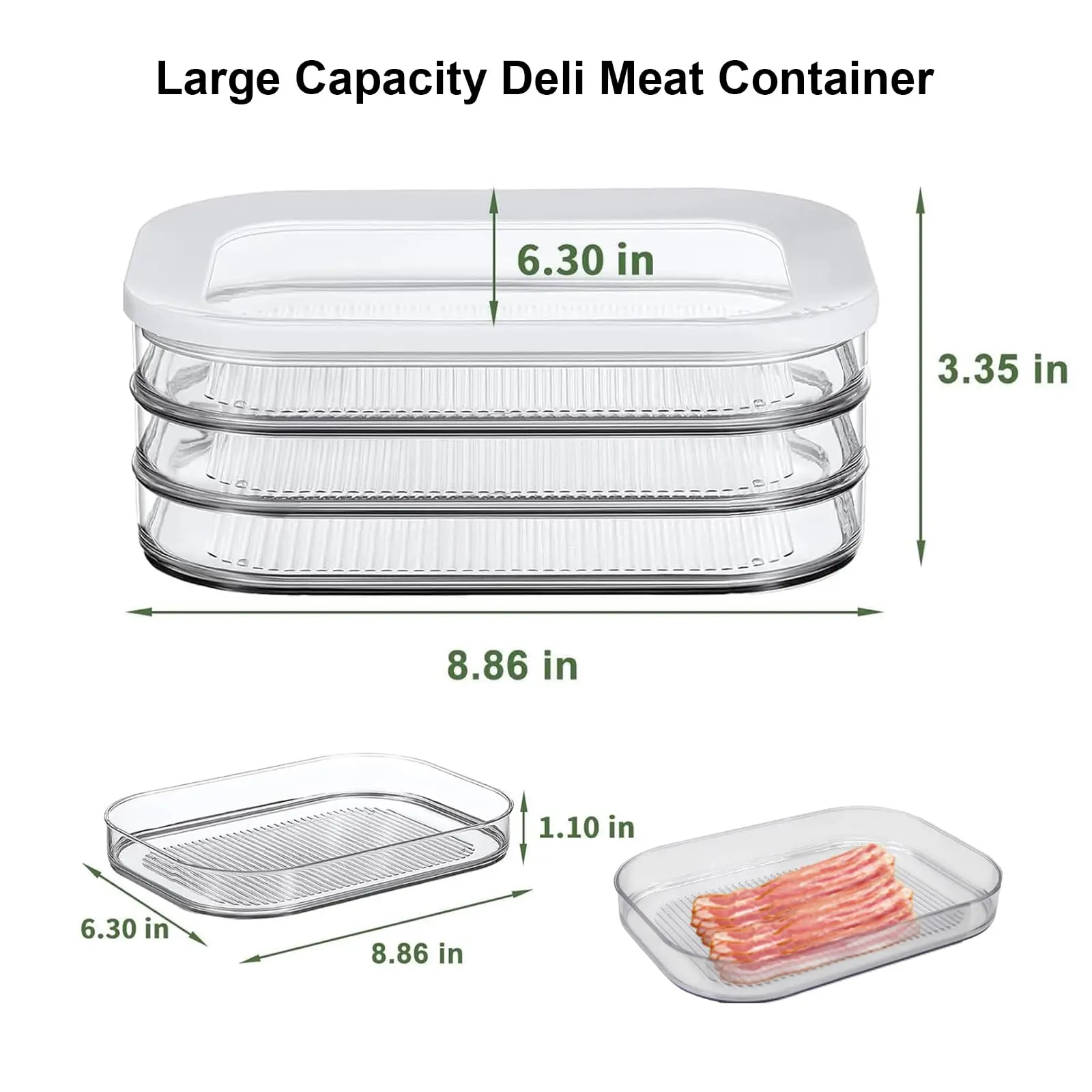 New Trend Stackable Deli Meat Container for Fridge BPA Free Meal Prep Container Food Storage Box With Lid