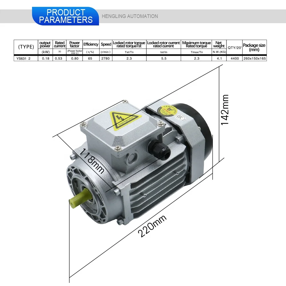 Asynchronous AC Motors Asynchronous Motor 3 Phase 0.18KW Three-phase Asynchronous Motors
