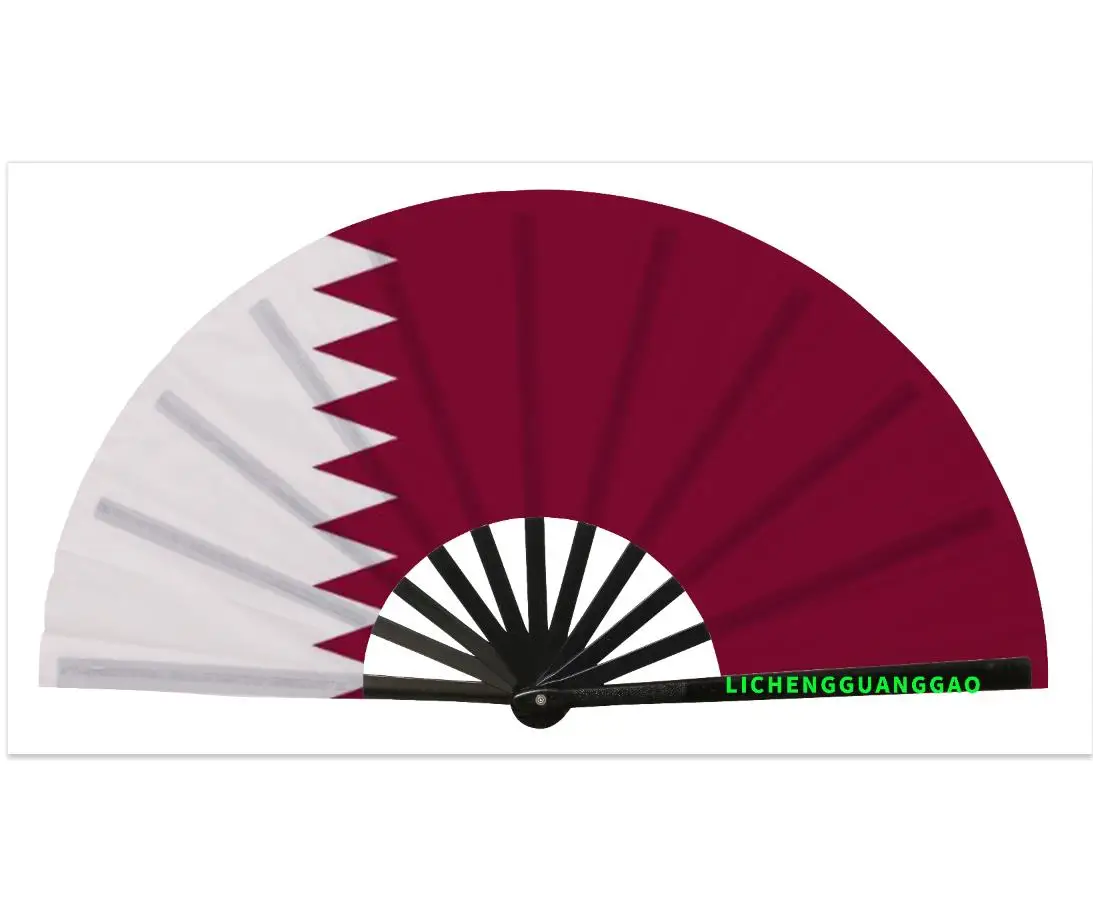 Custom Qatar National Flag Fan 2026 Football Match Day 48 Nations Folding Fan Large Handheld Fan Dance Fan Wholesale_voghion.com