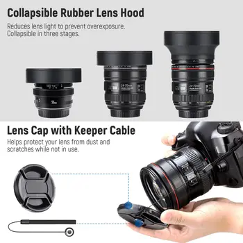 Neewer 58mm Lens and Filter Set Wide Angle 2.2X Telephoto Lens Close up Macro/ND/UV/CPL/FLD Camera Lens Filters for  APS-C detail image