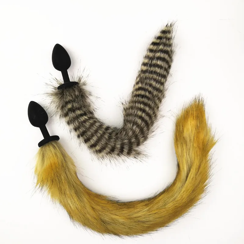 Silicone Anal Butt Plug with Foxy Tail Cosplay Anal Stimulator Adult Sex Toys for Women Fun Sex Games Role Play Anal Training