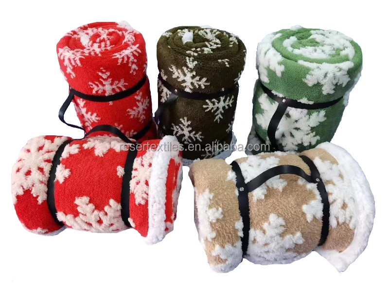 Perfect Gift Reversible Knitted Christmas Snowflake Sherpa Fleece Throw Blanket Fluffy Bed Sofa Cozy Plush for Winter