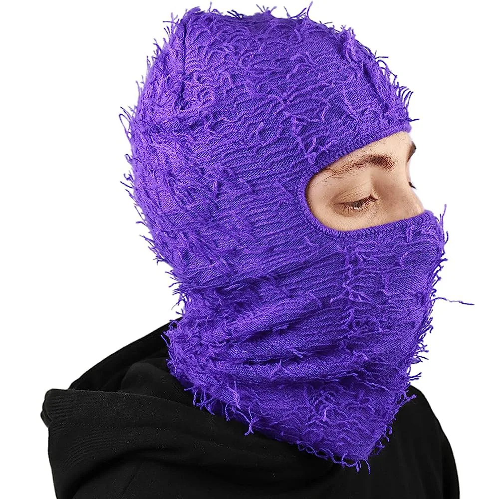 小物 VUJADE TERRA WOOL DISTRESSED BALACLAVA Máscara de Inverno de Tricô Atacado: Balaclava Peluda e Desgastada