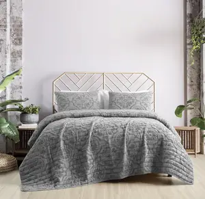 KOSMOS American Style Solid Color Pillow Case Bedding 100% Microfiber Bedspread Quilt Set