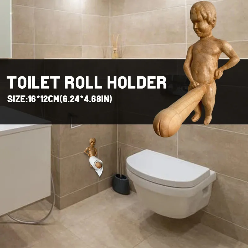 Creative Solid Wood Wall-mounted Paper Towel Rack & Toilet Roll Holder -  NaturalGoodz