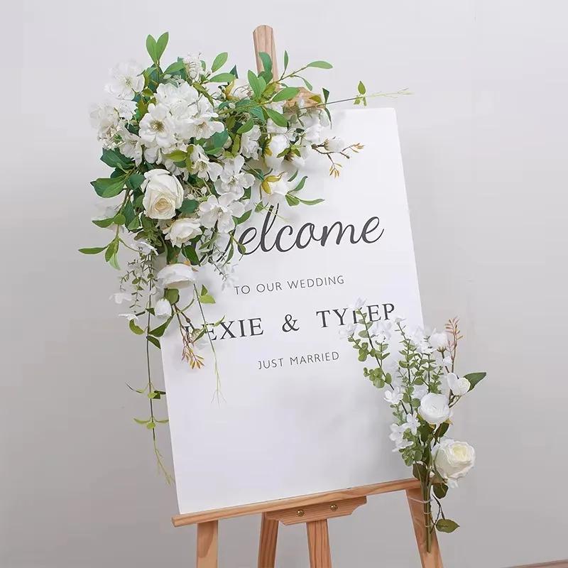Luxury Style White Plastic Flores Artificial Flowers High Quality Welcome Signs No Electricity Required Wedding Party Decoration - Image 6