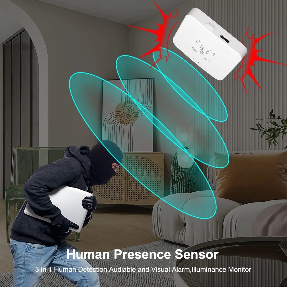 Tuya WiFi / Zigbee c Cảm biến chuyển động cơ thể người thông minh MmWave Radar vi sóng Phát hiện cường độ DC5V