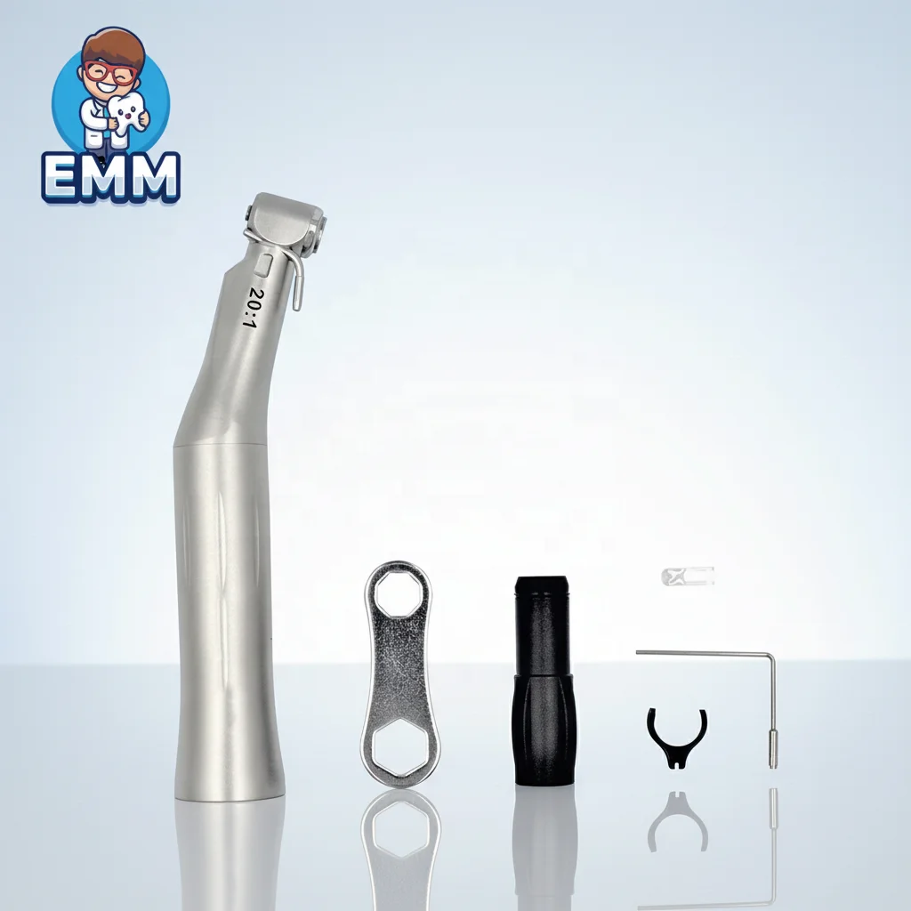 20:1 Contra Angulare Lentae Velocitatis Manuale Instrumentum cum Fibra Optica, Manuale Instrumentum Dentale pro Implantis ex Acciaio Inox, Manuale Instrumentum cum Pulsatili Buttone