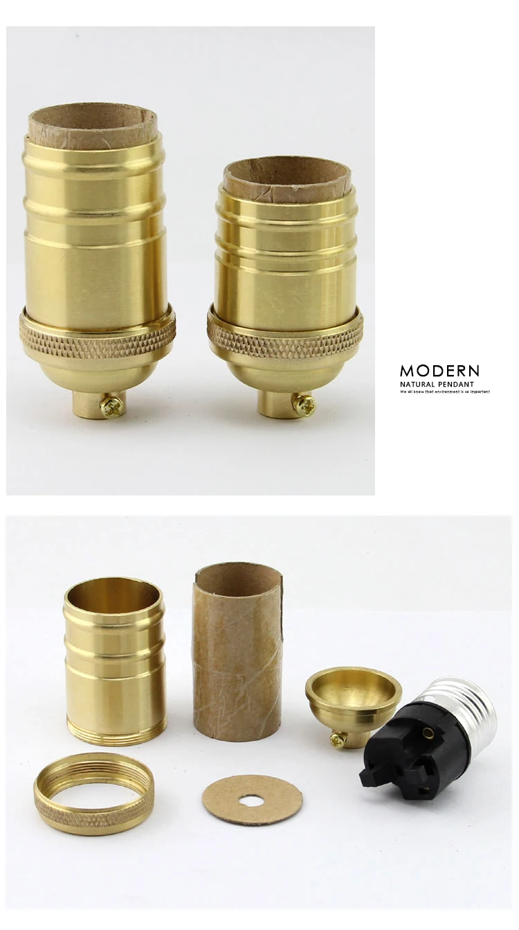 Golden Copper Lamp Holder Socket E27 Retro Pendant Light Table Thread