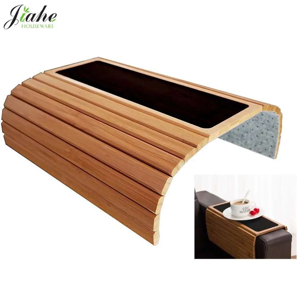 Деревянные бамбуковые портативный и Складная roll up диван рука поднос столик для дивана