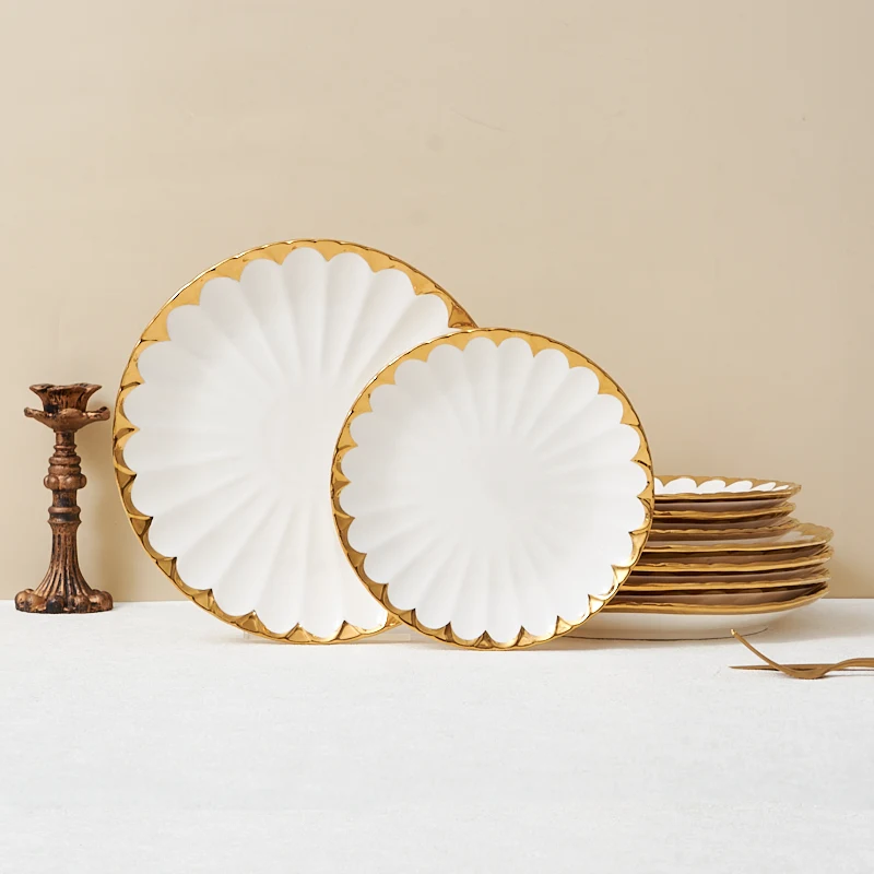 White 10.5-Inch Ceramic Dinner Plate Customizable Single Piece Loose-Packed Charger Tableware