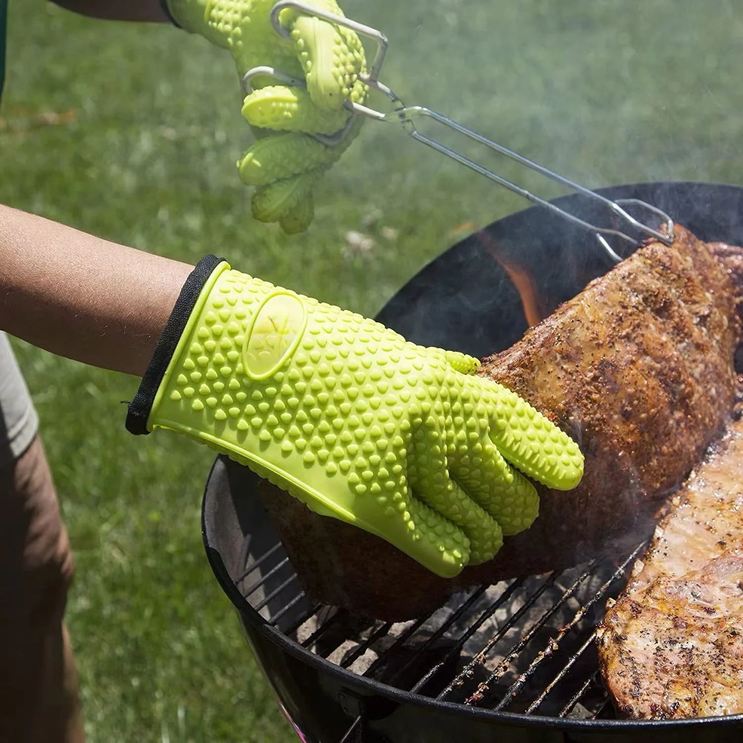 USSE Silicone Smoker Oven Gloves Extreme Heat Resistant Food Right on Your Grill Fryer&Pit Waterproof Grilling BBQ Gloves details