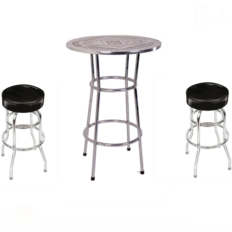Bar Table Chair Set Round Cafe Table Adjustable Stool for Bar