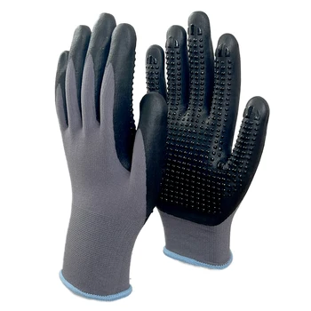 premium custom logo grip top nylon polyester  seamless latex rubber coated safety garden work gloves