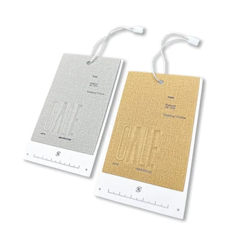 Quick customization of popular men's and women's clothing, luxurious embossed paper hang tags, black UV hang tags with ropes