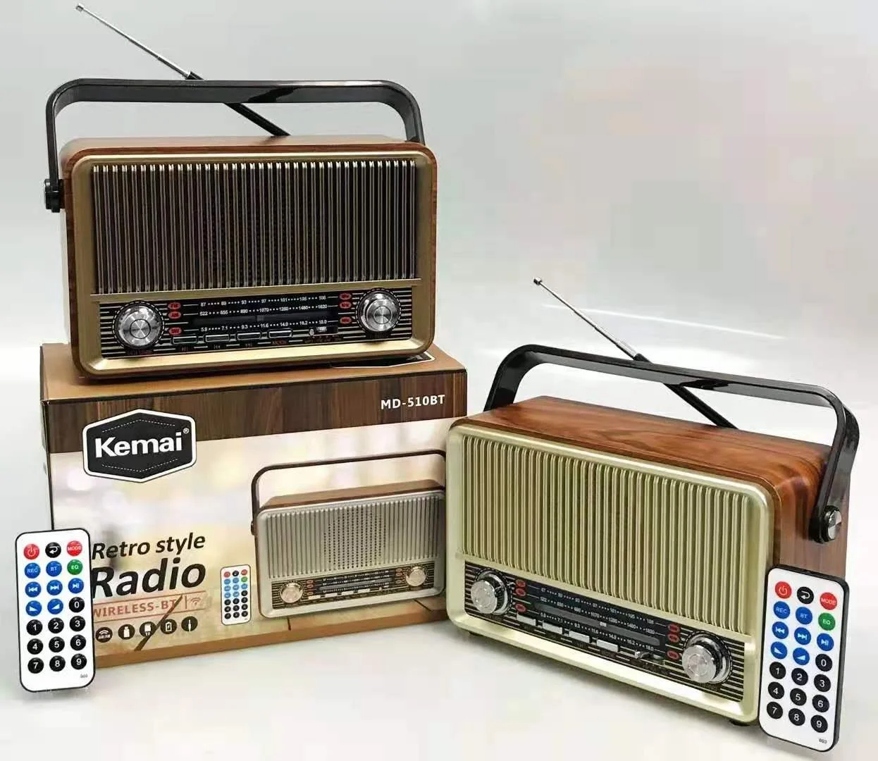 ポータブルFM AM SWレトロラジオワイヤレスBluetoothスピーカー