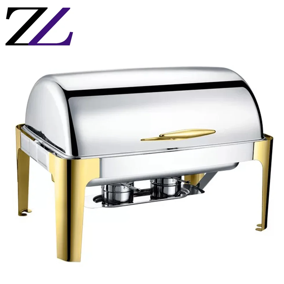 Chaving Dishes Dining Dinnerware Rectangular Buffet Roll Top Chaufing Dish Window Electric Kitchen Counter Top Food Shafer