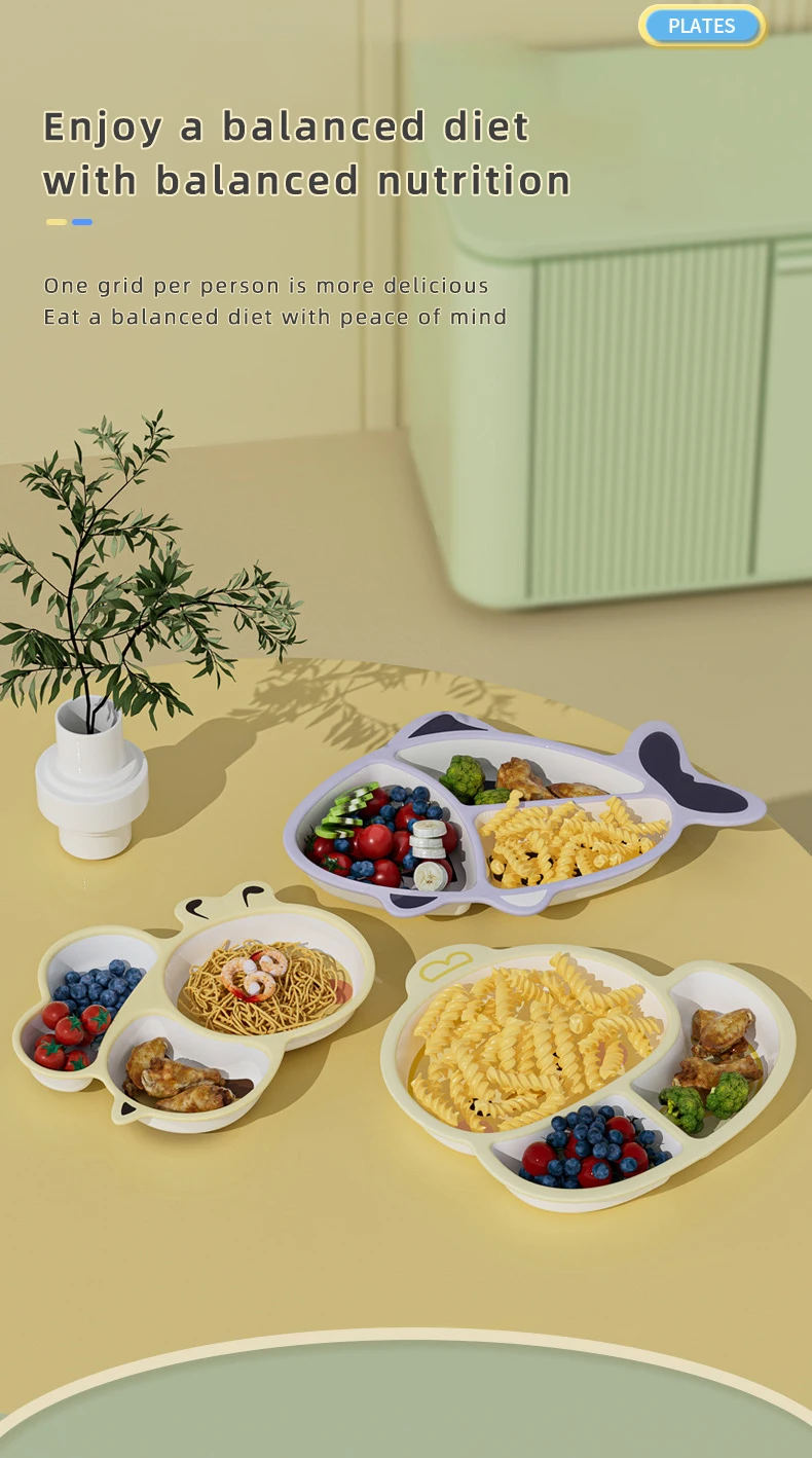 Melamine Cartoon-Design Dinner Plate for baby products Kids Divided Compartments Safe Toddler Feeding Tableware Kindergarten