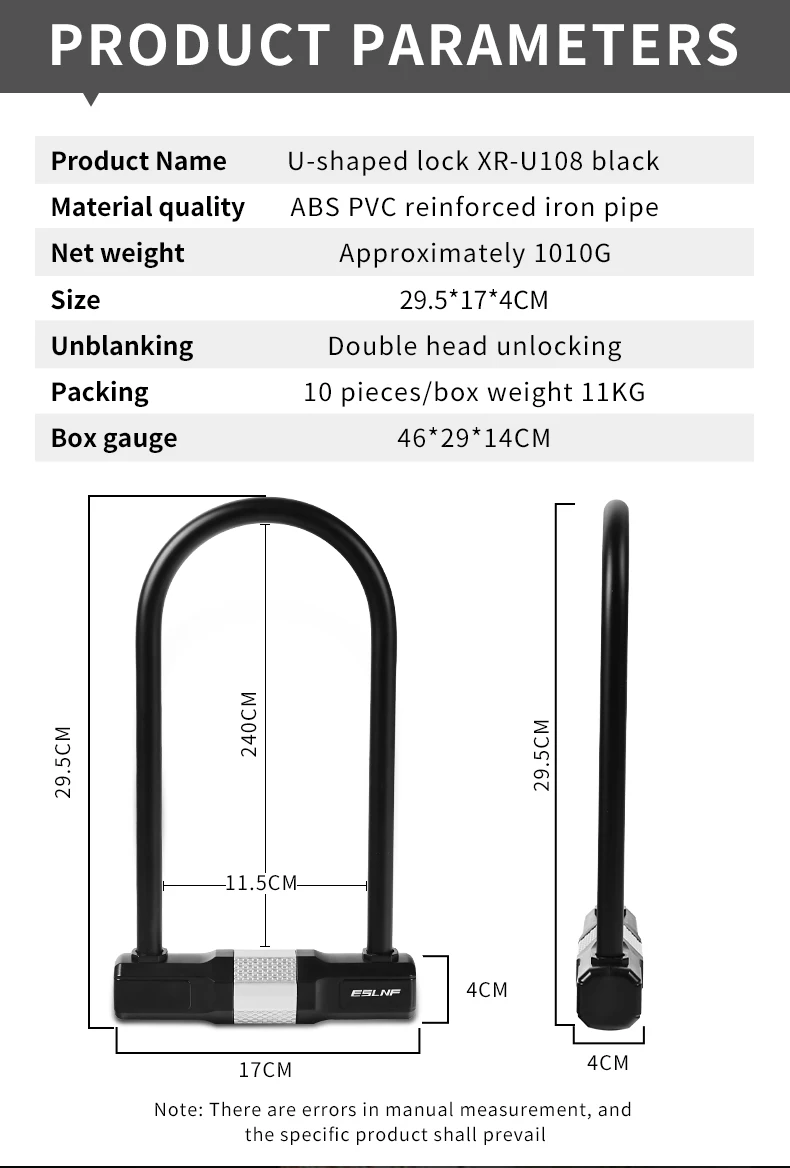 Antitheft Security Road Mountain Cycle Bicycle Key Lock Double Open U