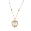 Collar con caja de corazón de diamantes - Caja vacía dorada