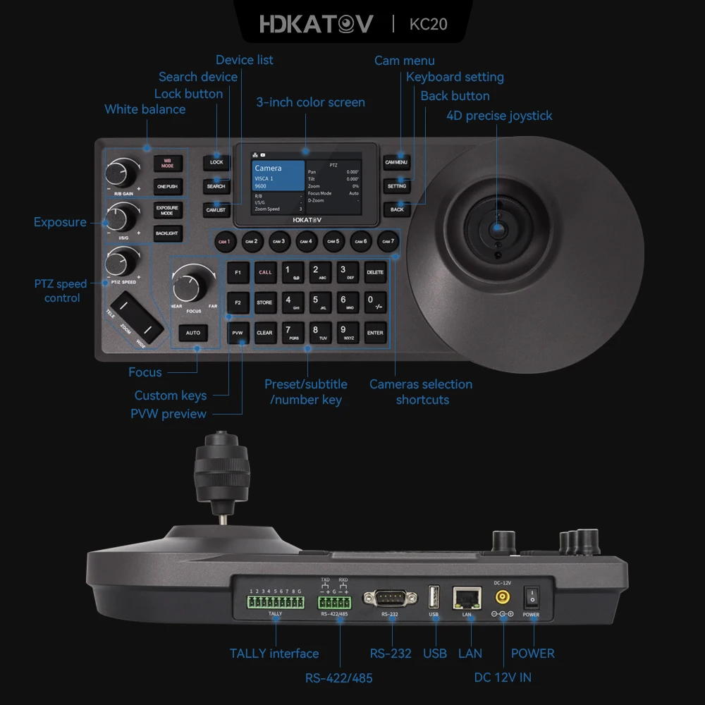 JJTS Super Broadcast Camera Keyboard Joystick IP Controller for PTZ Cameras