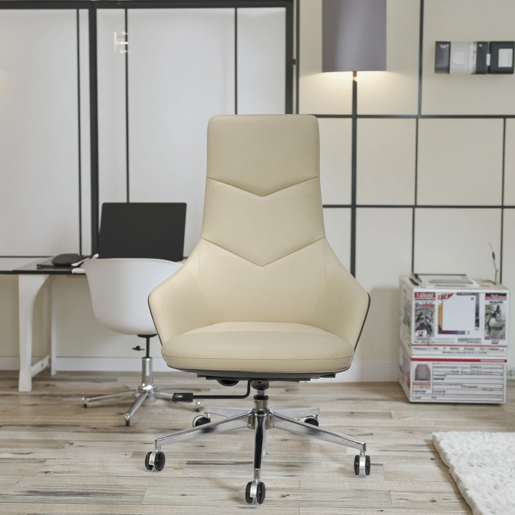 Economy Class Basic Leather Modern Ergonomic Adjustable Height Office Chair 6
