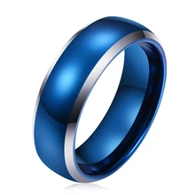 In Stock High Polished With Beveled Edge 8mm Supplier Ring China Tungsten Wedding Ring Blue Ring Wholesale Man