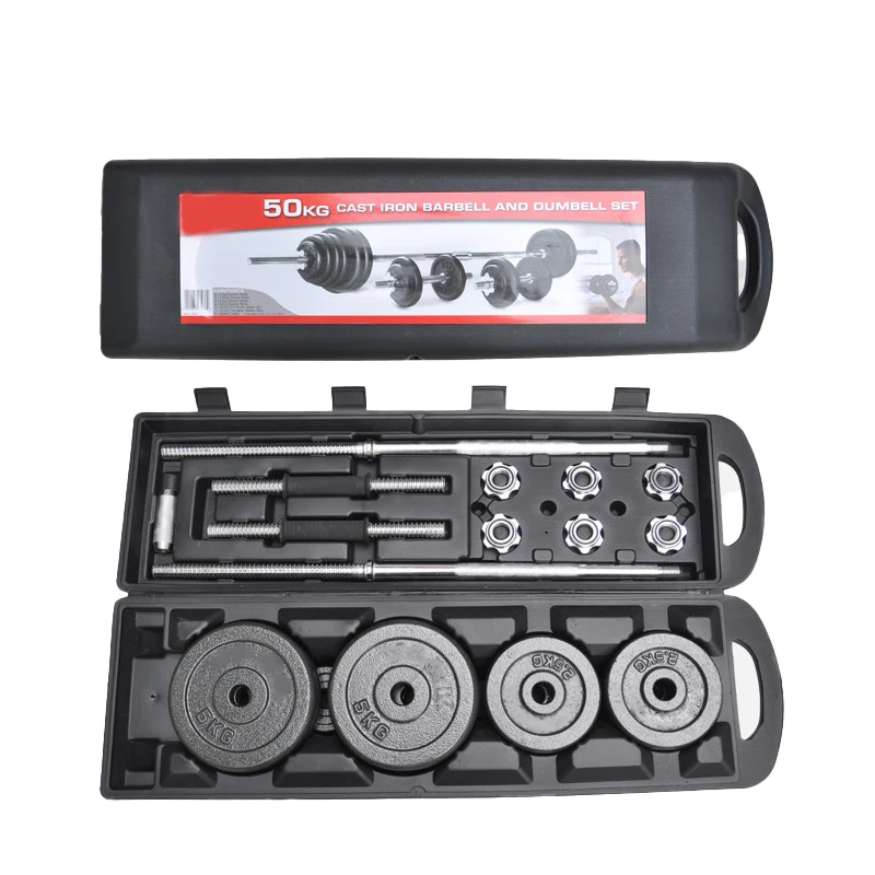 Factory Cast Iron Sales Gym Free Strength Weight Training Connector Option Dumbells Adjustable 50kg Barbell Dumbbells Sets