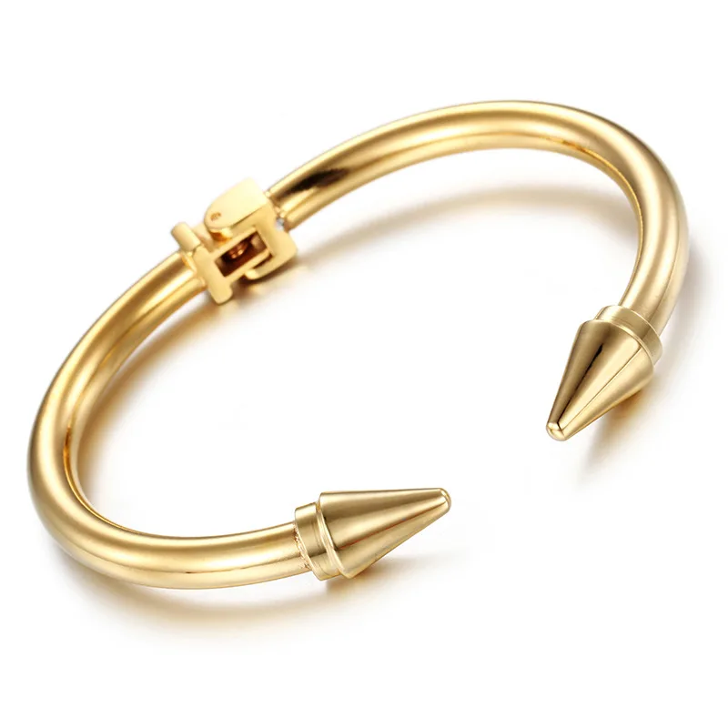 Spring Opening Flexible Stainless Steel Rivet Punk Nail Bracelet Bangle