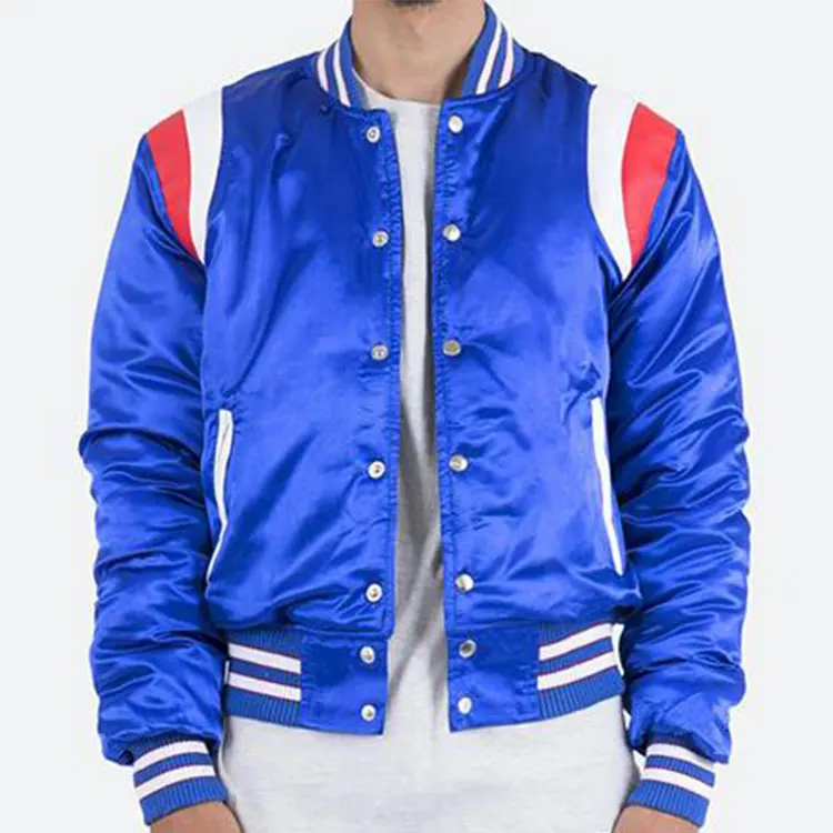 Yizhe Men's Patchdetail Varsity Jacket Big With Bomber Jacket Satin