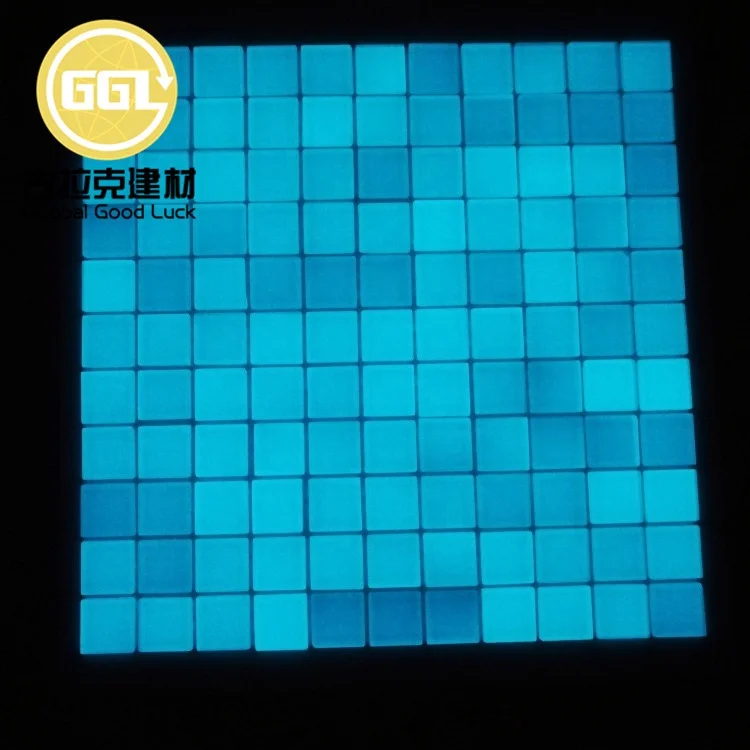 Luminous Blue Tiles Outdoor Swimming Glass Pool Mosaic Tiles Glass Mosaic Pool Tile details