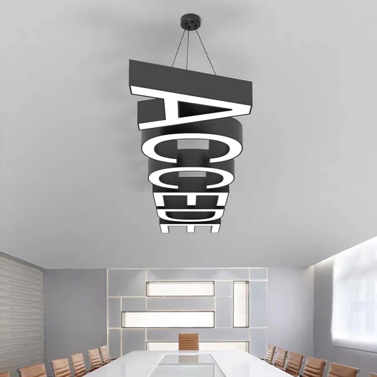 Customized LED Letter Light Creative Letter-Shaped Chandelier for Living Room Conference Room Dance Studio Barber Shop Clothing