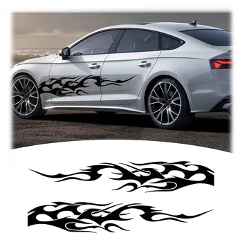 Universal Vinyl Flame Graphics Car Body Side Sticker Flame Sports Racing Stripe Decals Decoration for All Car