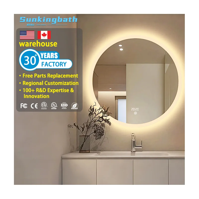 Hot Sale Hotel Circle Smart Led Mirror Modern Bathroom Smart Mirror Touch Switch Adjustable Led Bathroom Mirror with Led Light