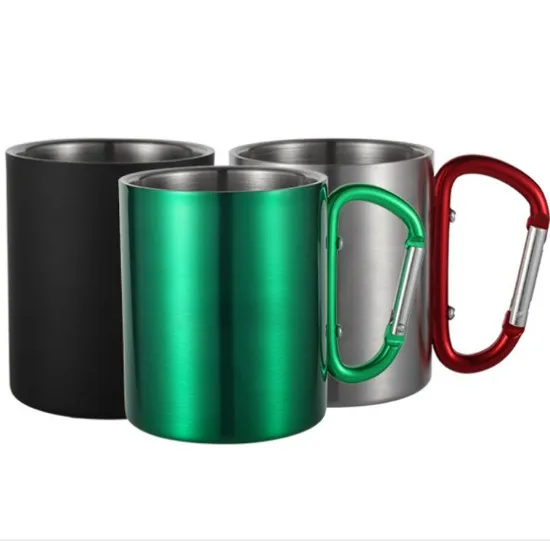 6 Pieces Camping Tea Coffee Mug Cup Vacuum Insulated Tumbler Stackable 300ml 