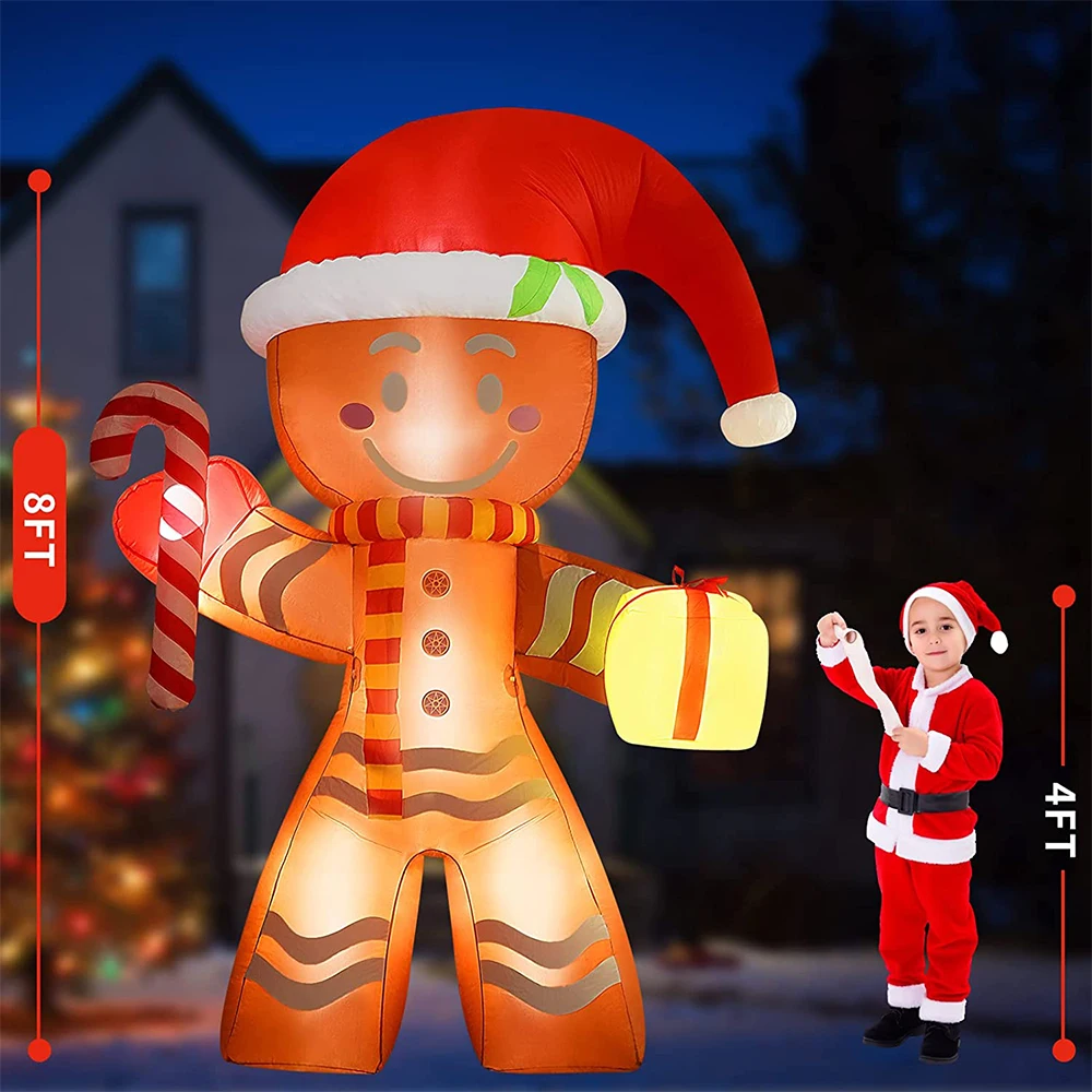 Christmas Inflatable Led Lighted Gingerbread Man Blow Up Xmas Party ...