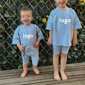 Wholesale Kids Clothes Boys Set Custom Color Logo Private Label Tshirt Shorts Unisex Kids Clothing Set